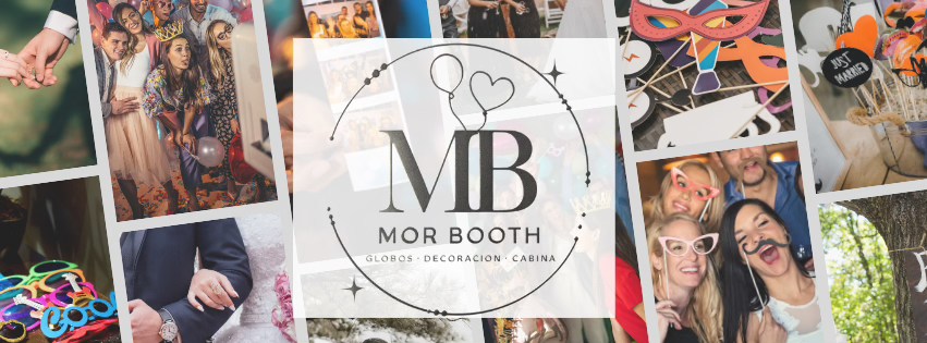 Collage de momentos y accesorios de cabina fotográfica Mor Booth